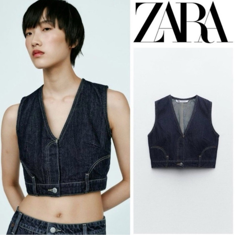 Zara Women's Denim Vest - Dark Blue